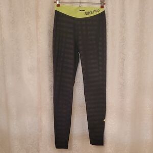 Nike Women's Thermal Medium Leggings with Black and Neon Yellow Accents